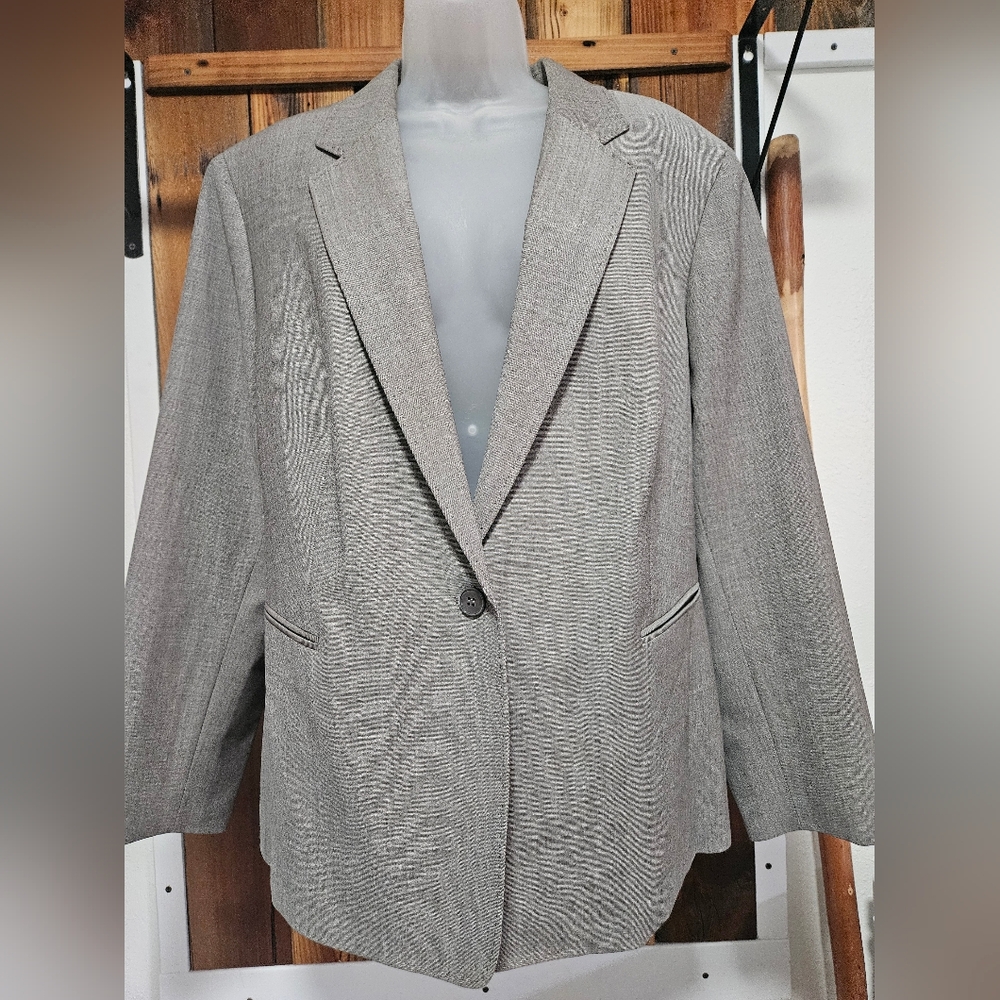 Lafayette 148 New York Gray Single-Button Blazer